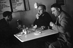 RESTAURANT, c1939. Men sitting in a restaurant, probably Wisconsin. Photograph by John Vachon RESTAURANT, c1939. Men sitting in a restaurant, probably Wisconsin. Photograph by John Vachon