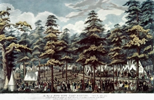 REVIVAL MEETING, c1838. Sing Sing Camp Meeting. Hand-colored lithograph by Joseph B REVIVAL MEETING, c1838. Sing Sing Camp Meeting. Hand-colored lithograph by Joseph B