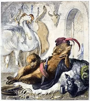 REYNARD THE FOX, 1846. Steel engraving, German, 1846, after Wilhelm von Kaulbach, for an edition of Johann Wolfgang von Goethes adaptation of the medieval epic Reynard the Fox