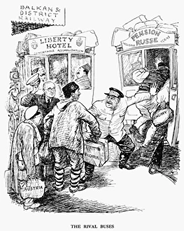 The Rival Buses. English cartoon by Ernest Howard Shepard from Punch, 1947 The Rival Buses. English cartoon by Ernest Howard Shepard from Punch, 1947