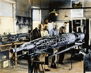 ROBERT HUTCHINGS GODDARD. (1882-1945) at left, and assistants Jungquist, Kisk ROBERT HUTCHINGS GODDARD. (1882-1945) at left, and assistants Jungquist, Kisk