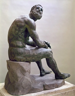 ROME: BOXER SCULPTURE. The Boxer of Quirinal, a Hellenistic Greek sculpture of a seated ROME: BOXER SCULPTURE. The Boxer of Quirinal, a Hellenistic Greek sculpture of a seated