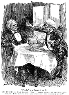 SAMUEL CLEMENS CARTOON. Samuel Langhorne Clemens, known as Mark Twain (1835-1910). American writer and humorist. Cartoon from Punch by Bernard Partridge inspired by Twains visit to England in 1907 SAMUEL CLEMENS CARTOON. Samuel Langhorne Clemens, known as Mark Twain (1835-1910). American writer and humorist. Cartoon from Punch by Bernard Partridge inspired by Twains visit to England in 1907