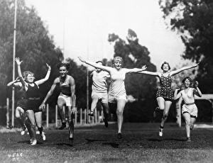 <b class=qtipBold><figcaption>Silent Film Still: Sports</figcaption></b><br>SILENT FILM STILL: SPORTS. Dorothy Gulliver (center).<br><em>© none</em> Silent Film Still: Sports