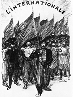 SOCIALISM, 1895. An advancing army of workers carries the banners with the names SOCIALISM, 1895. An advancing army of workers carries the banners with the names