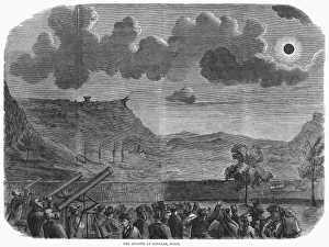 SOLAR ECLIPSE, 1860. Observing the total solar eclipse