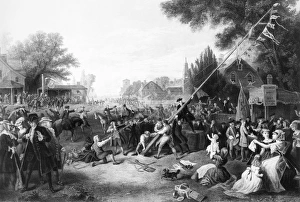 The Sons of Liberty raising a Liberty pole in 1776. Steel engraving, 1875 The Sons of Liberty raising a Liberty pole in 1776. Steel engraving, 1875