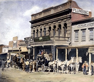 STAGECOACH, c1866. Wells, Fargo & Co.s Express Office, C Street, Virginia City, Nevada, c1866 STAGECOACH, c1866. Wells, Fargo & Co.s Express Office, C Street, Virginia City, Nevada, c1866