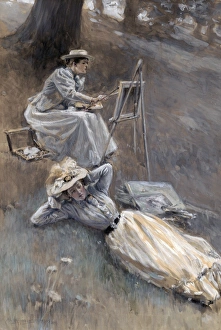 STEPHENS: WOMEN, 1895. 'Selma threw herself at full length on the ground.' Watercolor STEPHENS: WOMEN, 1895. 'Selma threw herself at full length on the ground.' Watercolor