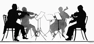 Quartet Prints: STRING QUARTET, c1935. The Pro Arte Quartet. Drawing, c1935, by Hilda Wiener