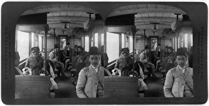 Railway Prints: SYRIA: TRAIN, c1908. Third class carriage, Sultans Railway, Syria. Stereograph