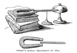 TELEGRAPH, 1832. Joseph Henrys signal telegraph apparatus of 1832, consisting TELEGRAPH, 1832. Joseph Henrys signal telegraph apparatus of 1832, consisting