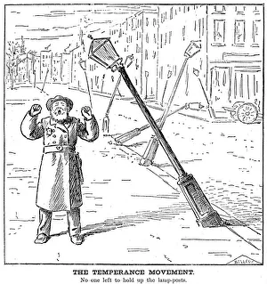 TEMPERANCE MOVEMENT, 1879. No one left to hold up the lamp-posts. American cartoon TEMPERANCE MOVEMENT, 1879. No one left to hold up the lamp-posts. American cartoon