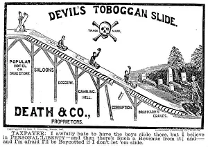 TEMPERANCE MOVEMENT, 1887. Devils Toboggan Slide. Temperance broadsheet published, 1887 TEMPERANCE MOVEMENT, 1887. Devils Toboggan Slide. Temperance broadsheet published, 1887