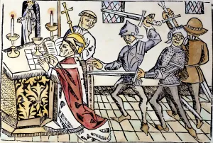 THOMAS A BECKET MURDER. The murder of St. Thomas a Becket at Canterbury Cathedral THOMAS A BECKET MURDER. The murder of St. Thomas a Becket at Canterbury Cathedral