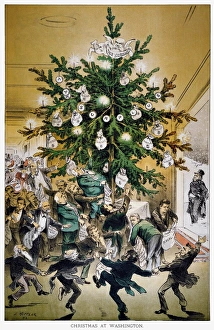 TREASURY CARTOON, 1883. Christmas at Washington. Joseph Kepplers 1883 cartoon from Puck TREASURY CARTOON, 1883. Christmas at Washington. Joseph Kepplers 1883 cartoon from Puck