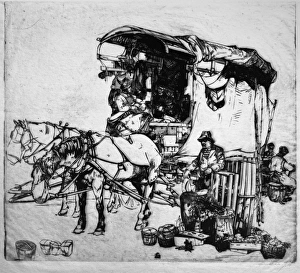 WINKLER: DELIVERY WAGON. Idle Hour. Deliverymen paused in their horse-drawn wagon WINKLER: DELIVERY WAGON. Idle Hour. Deliverymen paused in their horse-drawn wagon