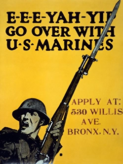 Poster Prints: WWI: POSTER, 1917. E-E-E-Yah-Yip Go over with U