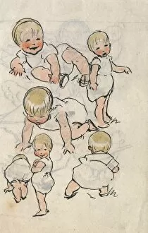Colour sketches of babies and toddlers