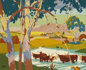 Poster depicting Cattle Raising in Australia