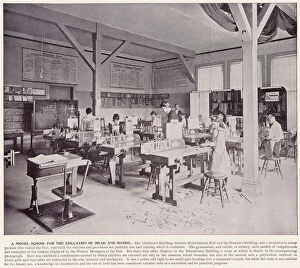 Chicago Worlds Fair, 1893: A Model School for the Education of Head and Hands (b / w photo)
