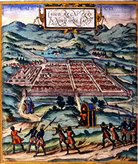 Cuzco, the main center of the Inca civilization. Atlas de Braun & Hogenberg, 1558