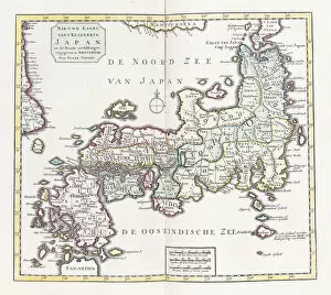 A Map of Japan, 1769 (colour engraving)