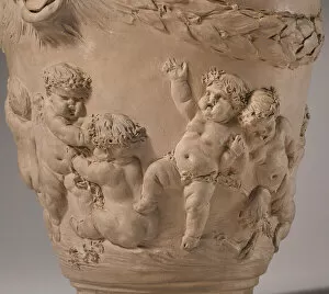 Detail of a terracotta vase with putti with grotesque handles, c. 1763
